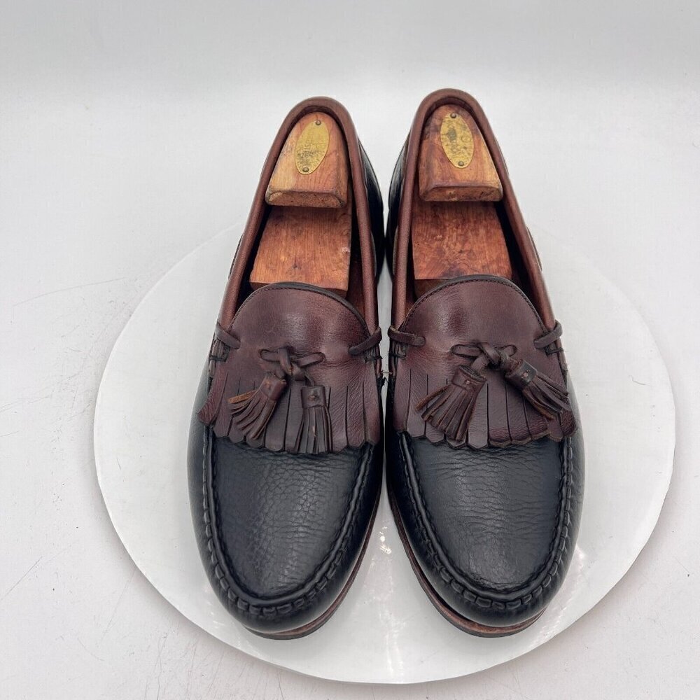 Allen Edmonds Nashua Kiltie Tassel Loafer Size 9.5D Black Brown Leather Dress - Picture 1 of 14